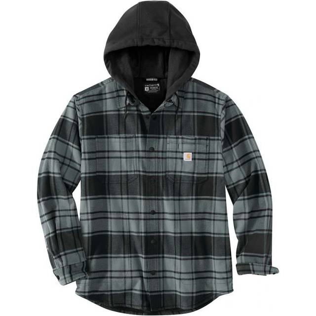 Carhartt Flannel-Fleece, hooded shirt/jacket , color: Grey/Dark Grey (Elm) , size: L
