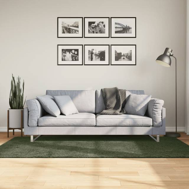 vidaXL Mjuk matta HUARTE med kort lugg tvättbar skogsgrön 100x200 cm