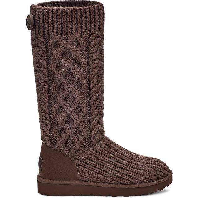 UGG® Classic Cardi Cabled Knit Boot in Brown, Size 3, Leather/Wool - Burnt Cedar
