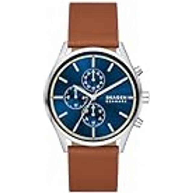 Skagen Holst Chronograph Leather Strap Blue Dial Quartz SKW6916 Men's Watch