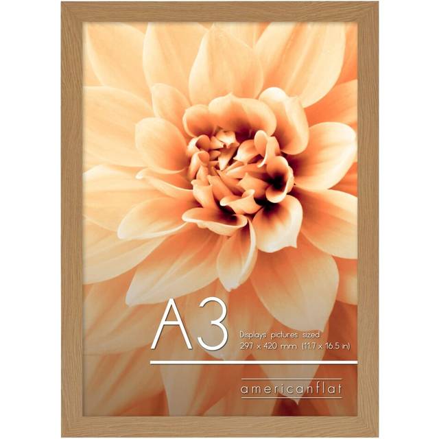 Americanflat A3 Picture Frame in Oak - composite Wood with Shatter Resistant glass - Horizontal and Vertical Formats for Wall - 117 x 165 in