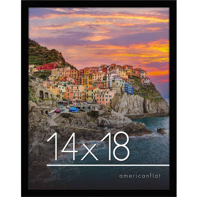 Americanflat 14x18 Picture Frame in Black - Engineered Wood Photo Frame with Shatter-Resistant Glass and Hanging Hardware for Wall Display