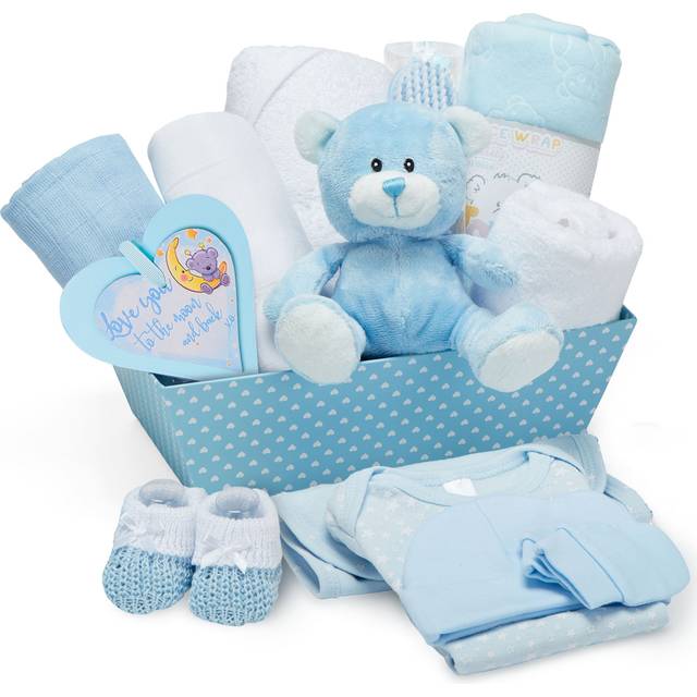 Baby Box Shop Baby Boy gift Basket for New Born Baby Boys - New Baby Boy gift Set with Baby Boy Basket gift Set - New Born Baby Boys gift, Baby gift S