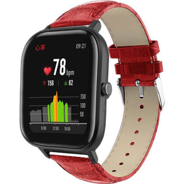 Amazfit GTS klockarmband i äkta läder med krokodil - Röd