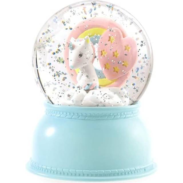 Djeco Snöglob m. Ljus - 14 cm - Enhörning - Djeco - One Size - Nattlampa
