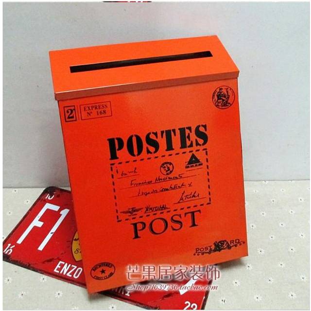 (orange red, 02) Countryside Mailbox Small Suggestion Box Iron Sheet Mailbox