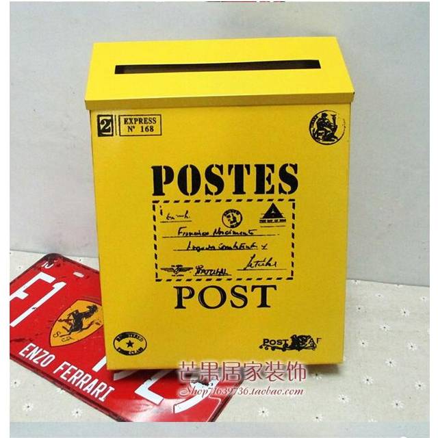 (yollow, 02) Countryside Mailbox Small Suggestion Box Iron Sheet Mailbox