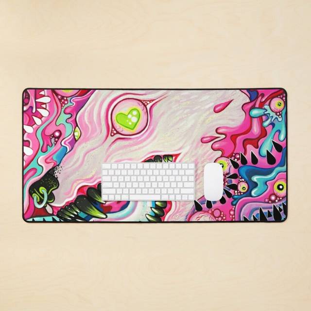 Desk Mat Glitterwolf Acrylic Painting Large Gaming Mouse Pad 35x16 inch
