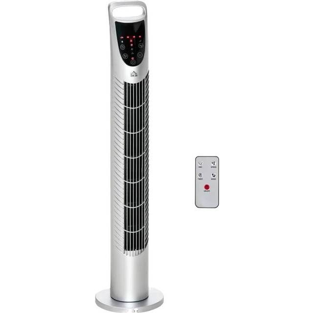 HOMCOM 78.5cm Oscillation Tower Fan with Remote Control - Silver