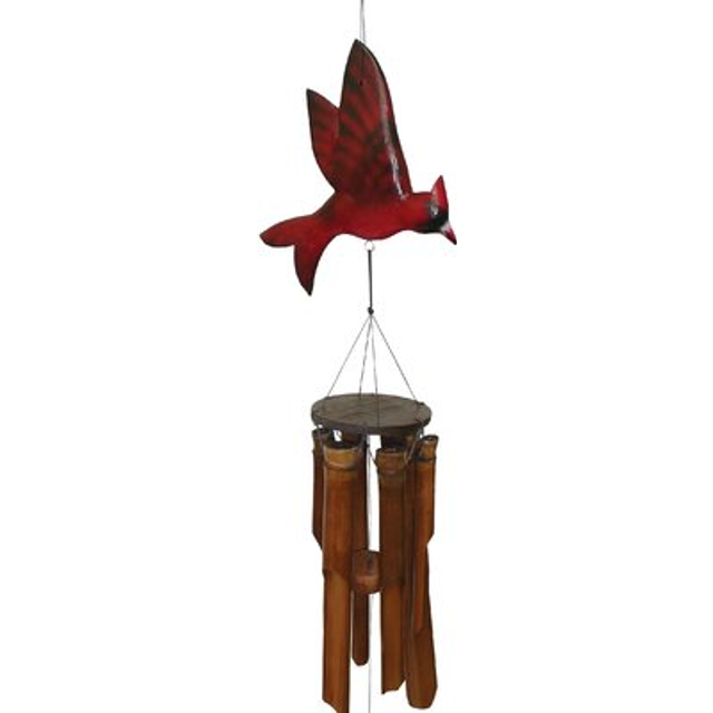 Glossy Finish Cardinal Bamboo Wind Chime
