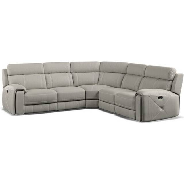 Taupe Leather Sofas - Large Corner Recliner - Leo Range - Oak Furnitureland