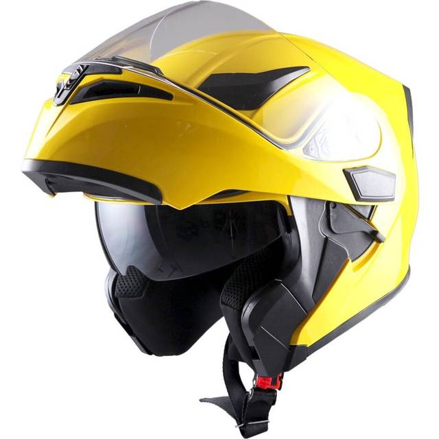 1Storm Motorcycle Modular Full Face Helmet Flip up Dual Visor Sun Shield: HB89 glossy Yellow