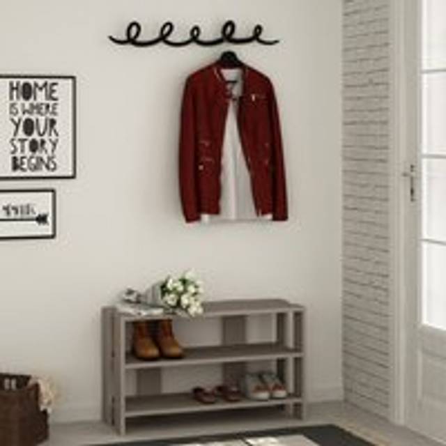 Tono Modern Shoe Rack With Hanger - Mocha Grey - Mocha Grey - Decortie