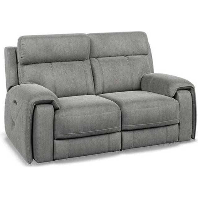 Dark Grey Fabric Sofas - 2 Seater Electric Recliner Sofa with Power Headrest - Leo Range - Oak Furnitureland