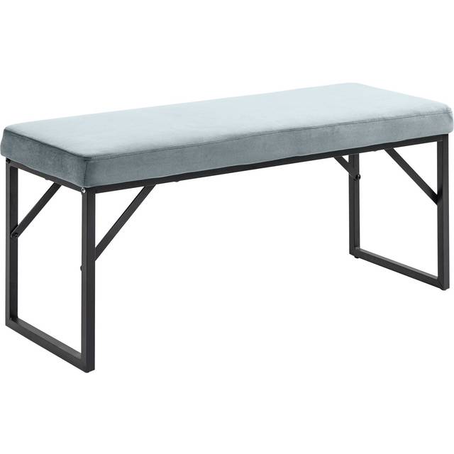 Bänk 100 x 35 x 47 cm, Sammet Grå Dyna - Svart Metallram