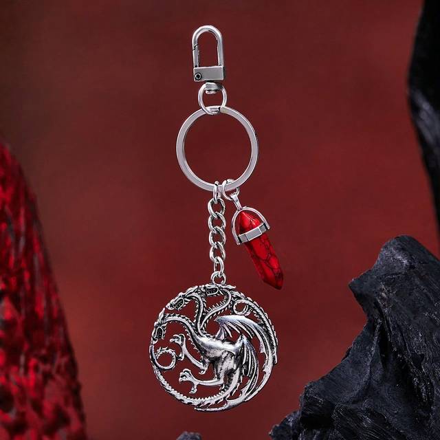 Zinklegering vintage metallväska berlock och nyckelring, drakehängsdekoration - Antikt Silver (En-Storlek)