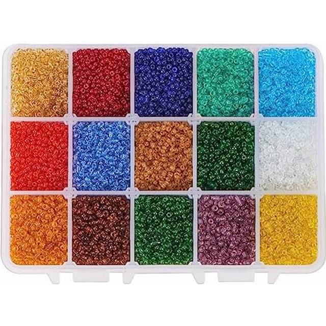21000pcs Christmas Pony Seed Beads, 12/0 Glass Seed Beads 2mm Mini Spacer Czech Beads with Hole for Jewellery Making Christmas Neckalce Bracelets DIY