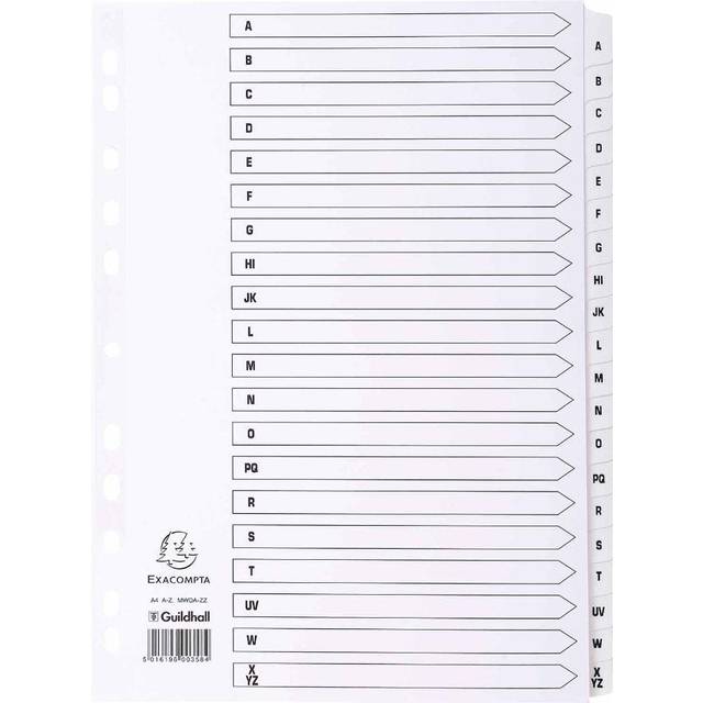 Exacompta Mylar Dividers A-Z A4 160gsm Pack of 10, White