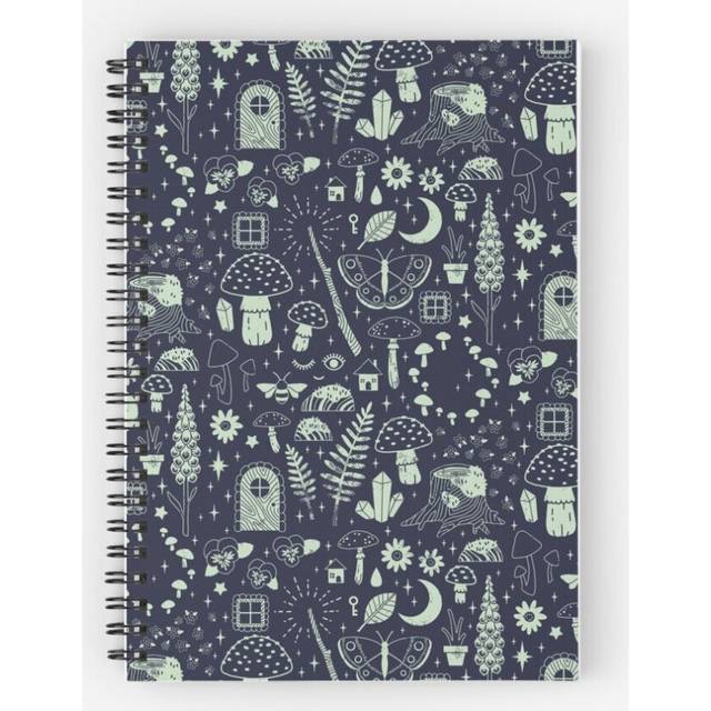 Spiral Notebook Fairy Garden: Midnight A5 120 Pages