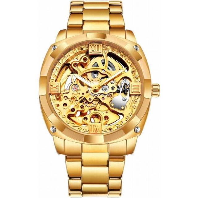 Male Clock Men Relogio Skeleton Mens Watches Top Montre Stainless Steel Wristwatch Men Mechanical Watch
