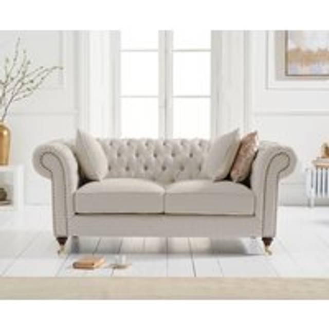 Kensington Chesterfield Ivory Linen 2 Seater Sofa