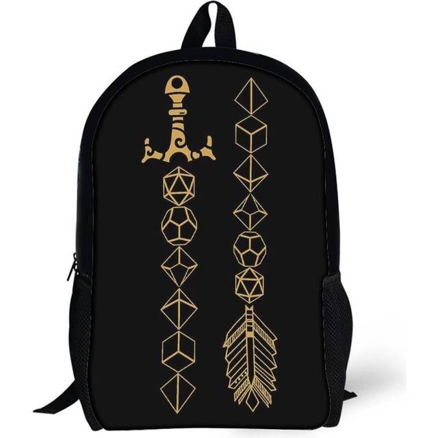 Backpacks Polyhedral Dice Set Sword And Arrow Tabletop RPG Gaming 17inch School Bag