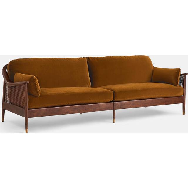 Atlanta Four Seater Sofa, Velvet, Mustard