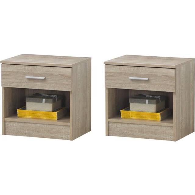 Rio Costa Sonoma Oak Colour 2x Bedside Table Cabinet Bedroom Nightstand 1 Drawer