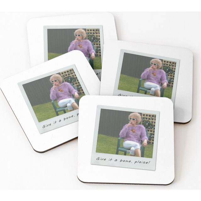 Leather Coasters Give it a bone, ploise! - Kath Kim Set of 4 / 4 x 4 inch