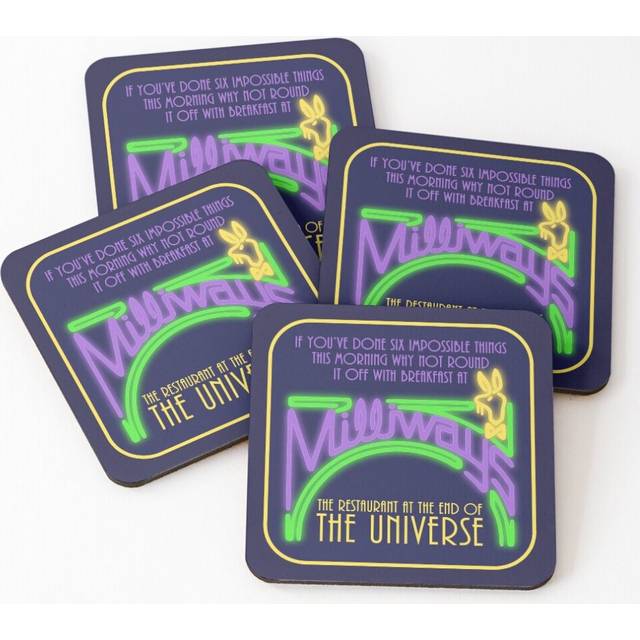 Leather Coasters Milliways Restaurant - Six Impossible Things Set of 4 / 4 x 4 inch