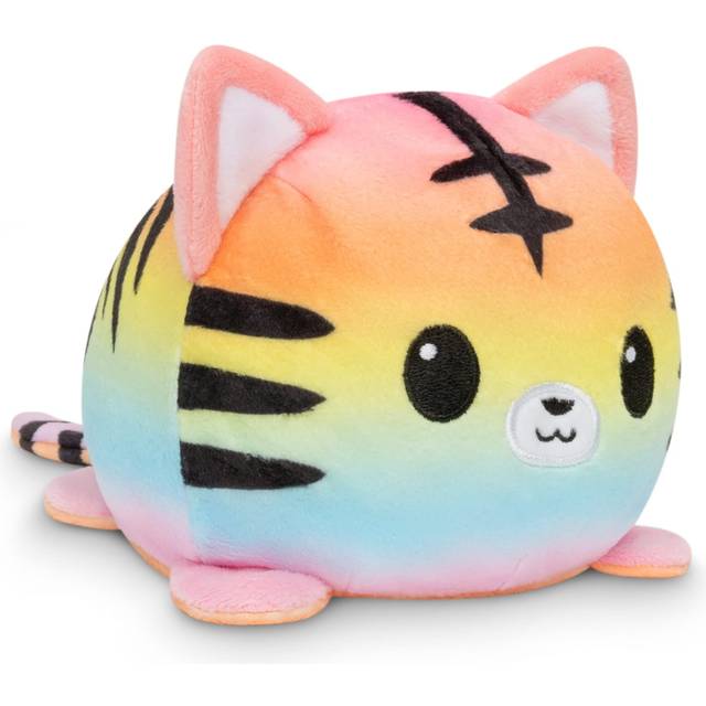 TeeTurtle - The Original Reversible Tiger Plushie - Pride - Orange + Rainbow - Cute Sensory Fidget Stuffed Animals That Show Your Mood!
