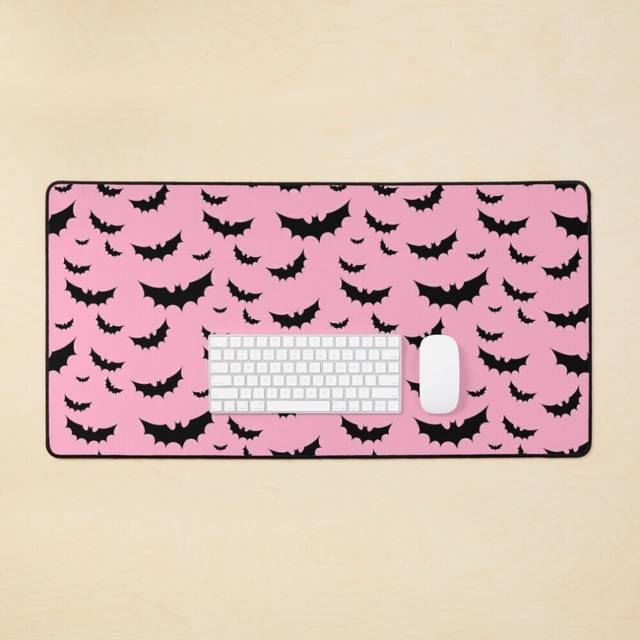 Desk Mat Bats in Pink Large Gaming Mouse Pad 35x16 inch