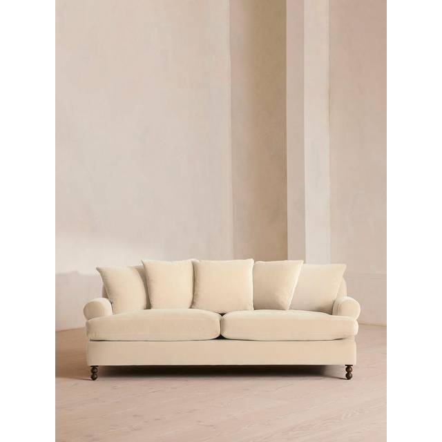 Audrey Three Seater Sofa, Velvet, Porcelain