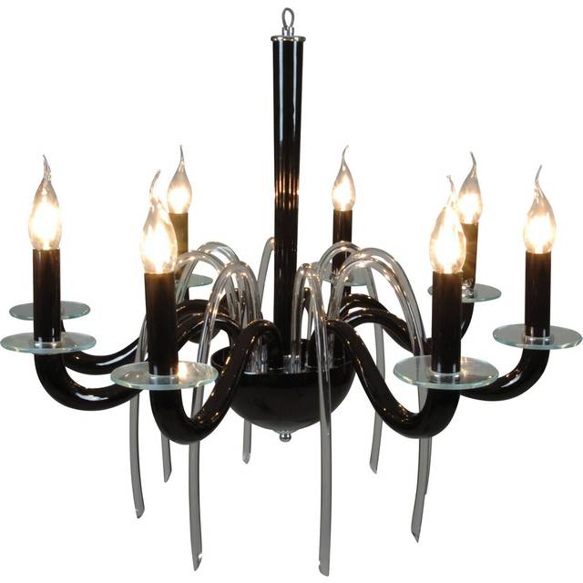 8-Light Candle-Style Chandelier - Black (60cm H X 70cm W X 70cm D)