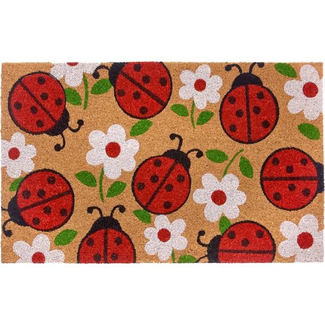 Lady Beetle Door Mat - Brown;Green;Red (45cm W X 75cm L)
