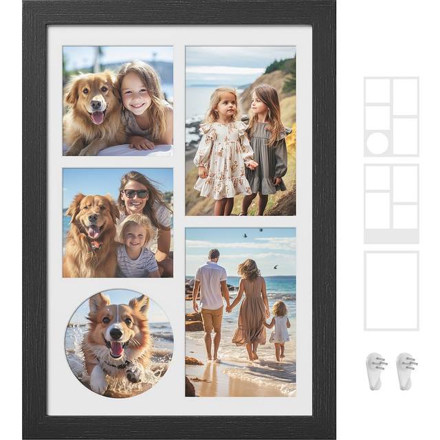 A4 Picture Frames with Mats, Ash Black / 1