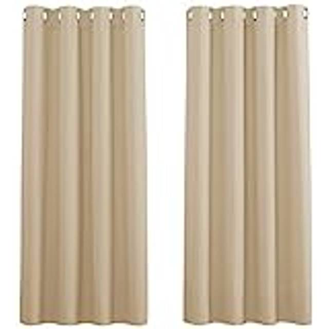 Pony Dance Barn gardiner sovrum – gardin mörkläggning termisk gardin barnrum dekorativa skynken gardin öljettgardin, set om 2 stycken H 158 x B 132 cm, Biscotti beige