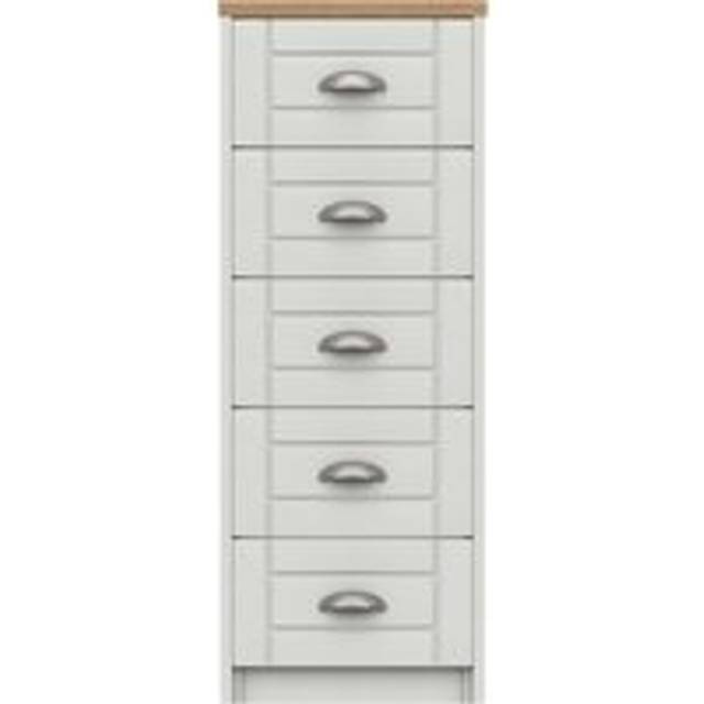 Darwin Tall 5 Drawer Chest - Mid Oak