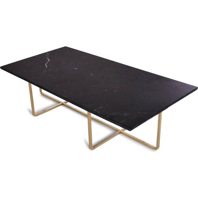 OX Denmarq Ninety soffbord rektangulärt marmor marquina, mässingsstativ