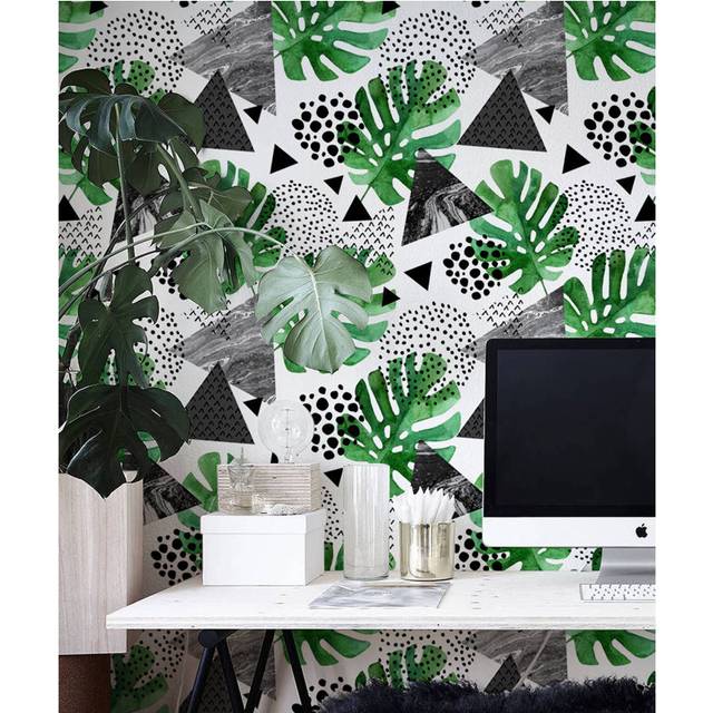 Hilaire 2.5m x 2.5m Matte Peel and Stick Mural - White;Green (208 x 146cm)