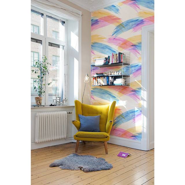 Wetzler Brush Abstract Wallpaper - Blue (290 x 290cm)
