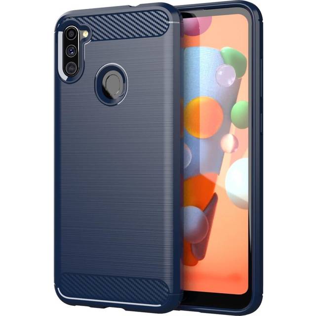 (BLUE) Cadorabo Case for Samsung Galaxy A11 / M11 Cover Protection back case TPU Silicone Carbon