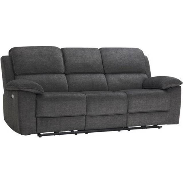 Plush Charcoal Fabric Sofas - 3 Seater Electric Recliner Sofa - Goodwood Range - Oak Furnitureland