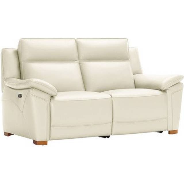 Snow White Leather Sofas - 2 Seater Electric Recliner Sofa - Dune Range - Oak Furnitureland