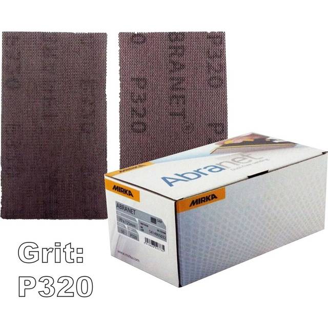 Mirka Abranet 70x125mm P320 Grit 50x HookNLoop Dust Free Sanding Abrasive Strips
