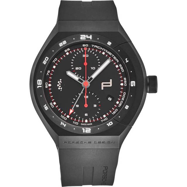 Monobloc Actuator GMT Chronograph Black Dial Black Rubber Strap Automatic Watch - One Size