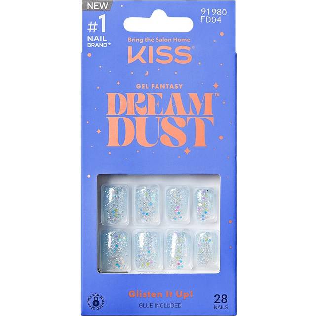 Kiss Dream Dust Gel Fantasy Kunstige Negle - White/Blue