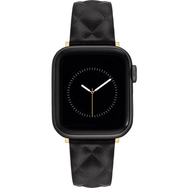 Anne Klein Women's Quilted Leather Band for Apple Watch® in Black/Gold-Tone size 42/44/45/Ultra(49mm)