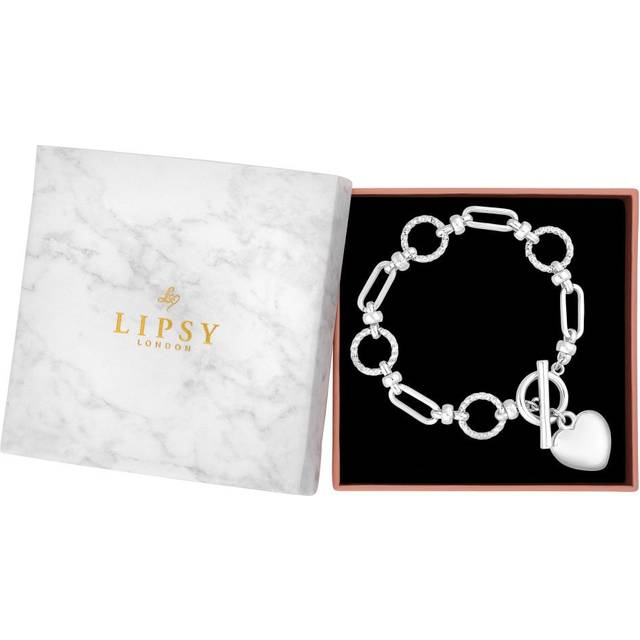 Womens Silver Chunky Puff Heart Bracelet - Gift Boxed - Grey - One Size