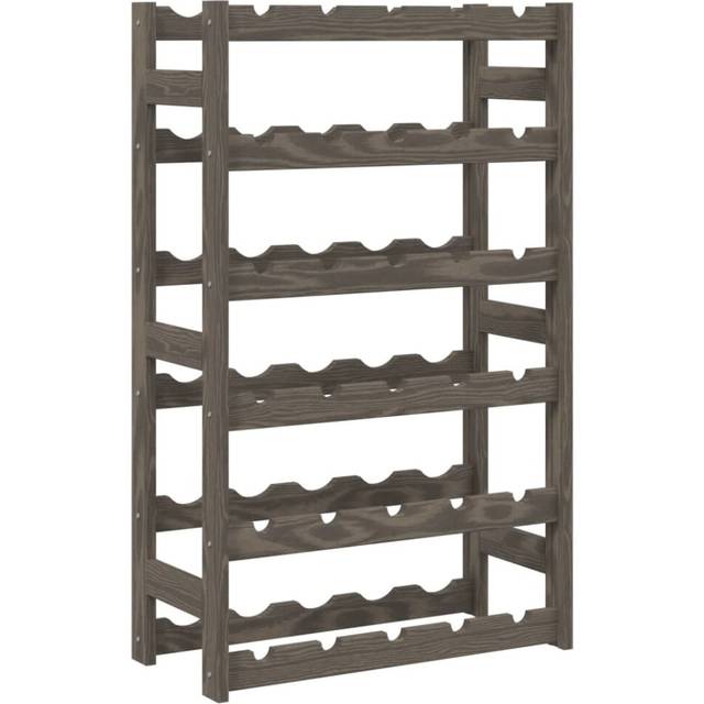 vidaXL Wine Rack for 30 Bottles Grey Solid Wood Pine